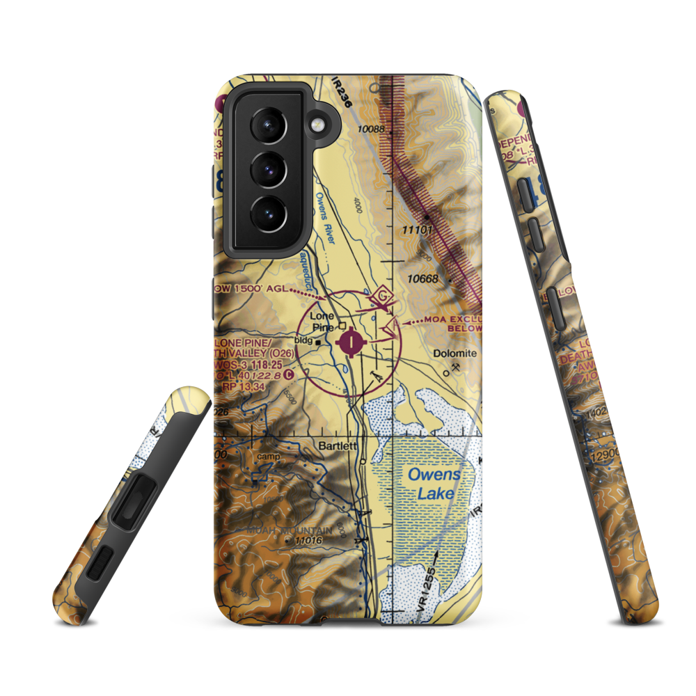 Lone Pine/Death Valley Airport (O26) VFR Sectional Samsung Phone Case Samsung Galaxy S21 Ultra model shown