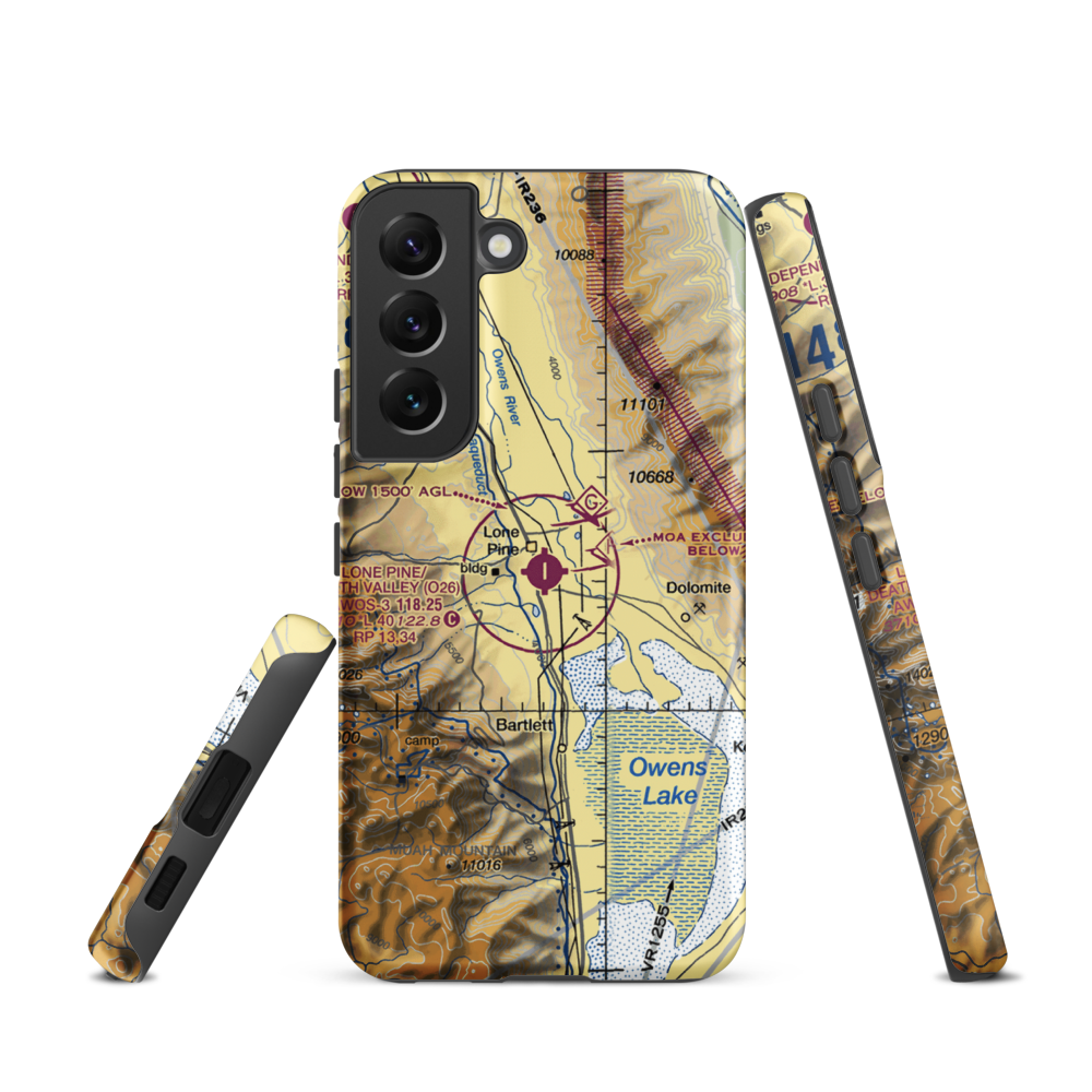 Lone Pine/Death Valley Airport (O26) VFR Sectional Samsung Phone Case Samsung Galaxy S22 model shown