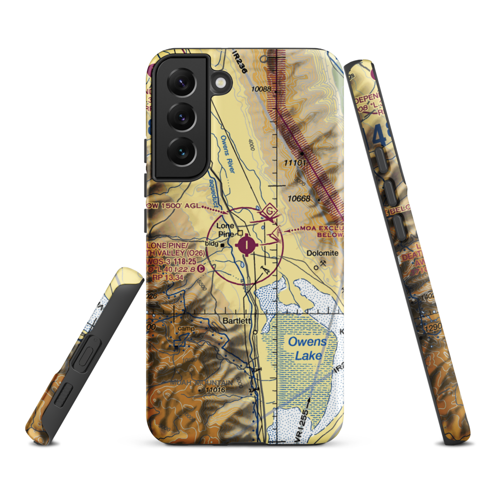 Lone Pine/Death Valley Airport (O26) VFR Sectional Samsung Phone Case Samsung Galaxy S22 Plus model shown