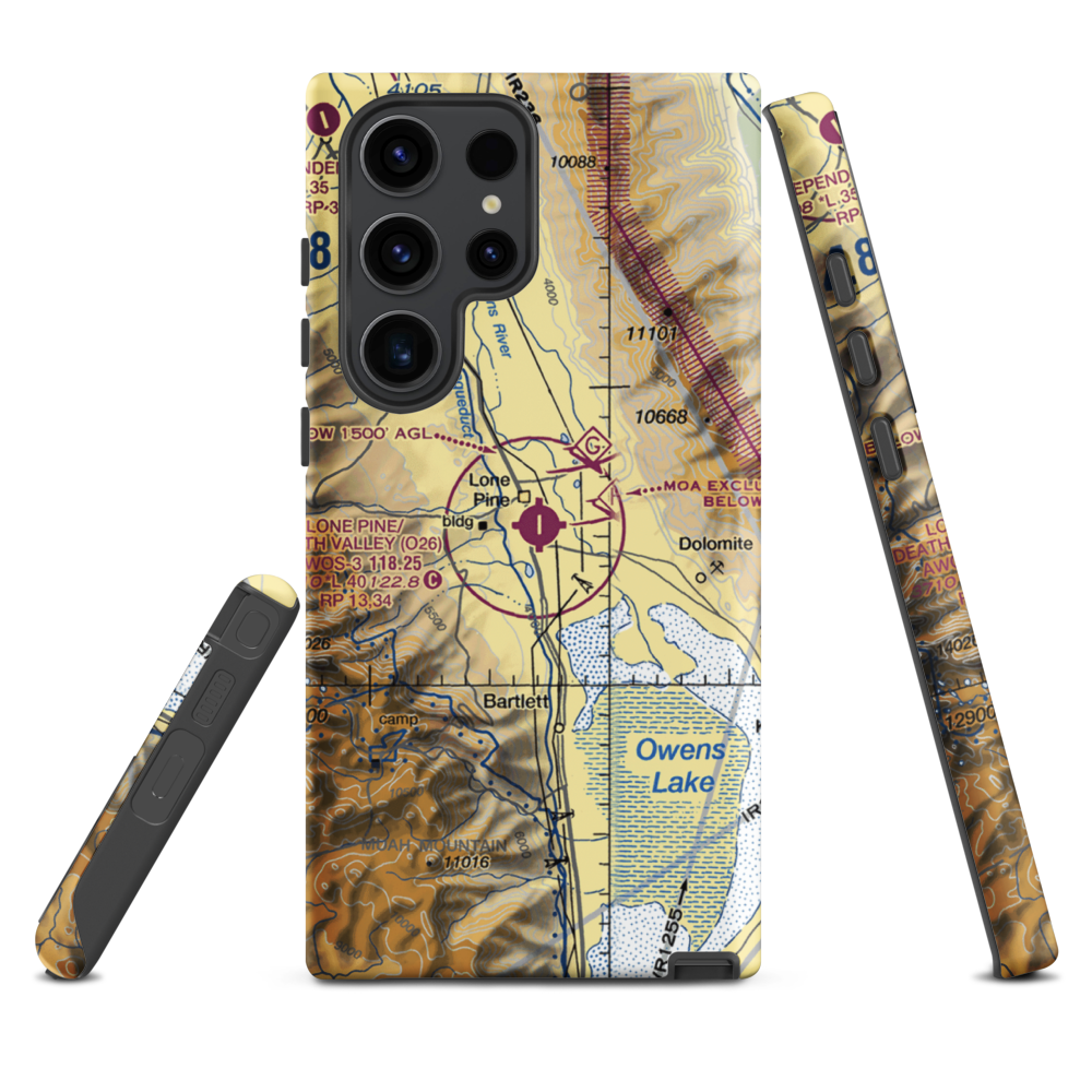 Lone Pine/Death Valley Airport (O26) VFR Sectional Samsung Phone Case Samsung Galaxy S23 Ultra model shown