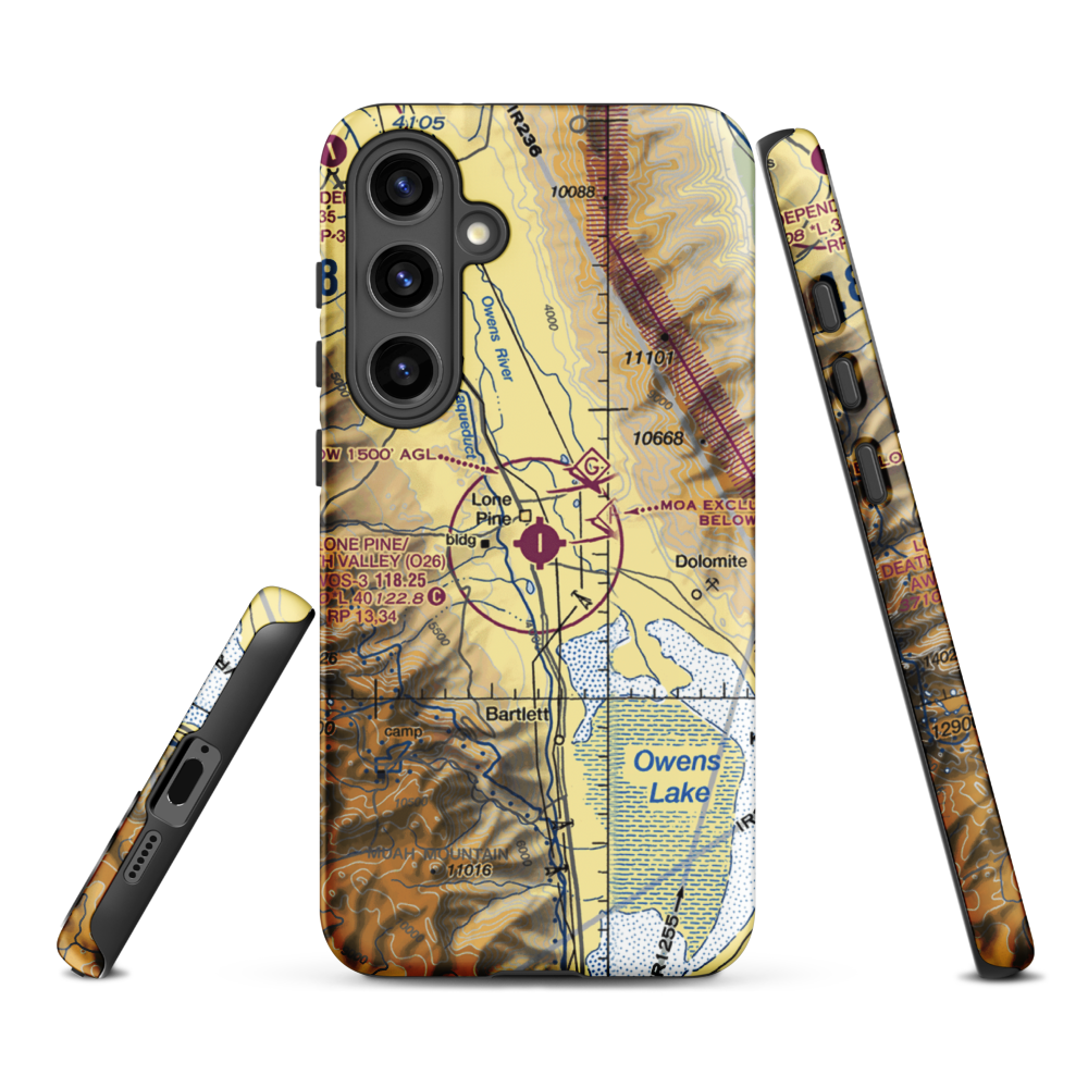 Lone Pine/Death Valley Airport (O26) VFR Sectional Samsung Phone Case Samsung Galaxy S24 Plus model shown