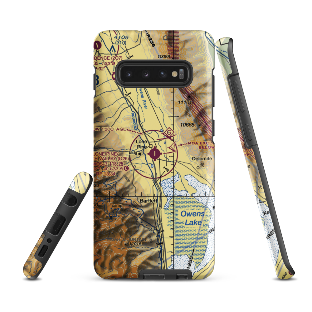 Lone Pine/Death Valley Airport (O26) VFR Sectional Samsung Phone Case Samsung Galaxy S10 Plus model shown