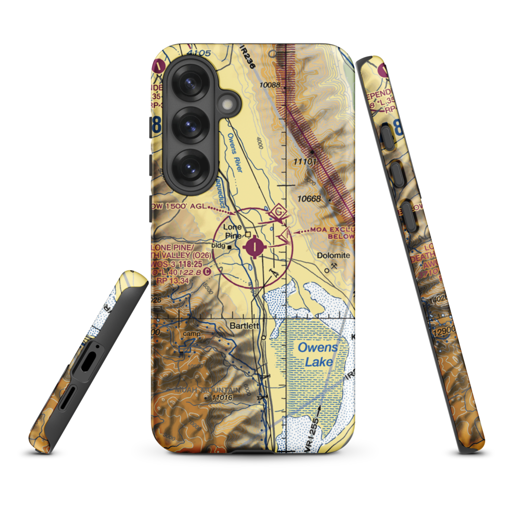 Lone Pine/Death Valley Airport (O26) VFR Sectional Samsung Phone Case Samsung Galaxy S25 Plus model shown