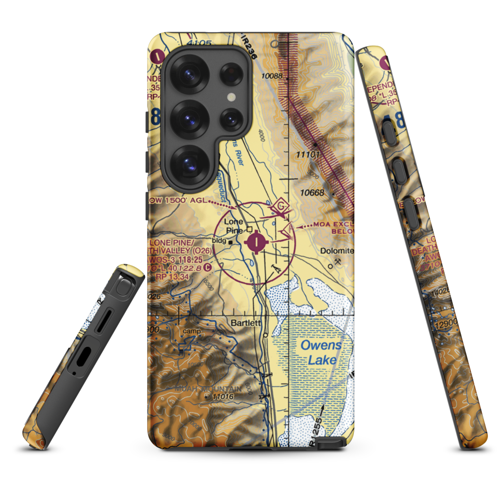 Lone Pine/Death Valley Airport (O26) VFR Sectional Samsung Phone Case Samsung Galaxy S25 Ultra model shown
