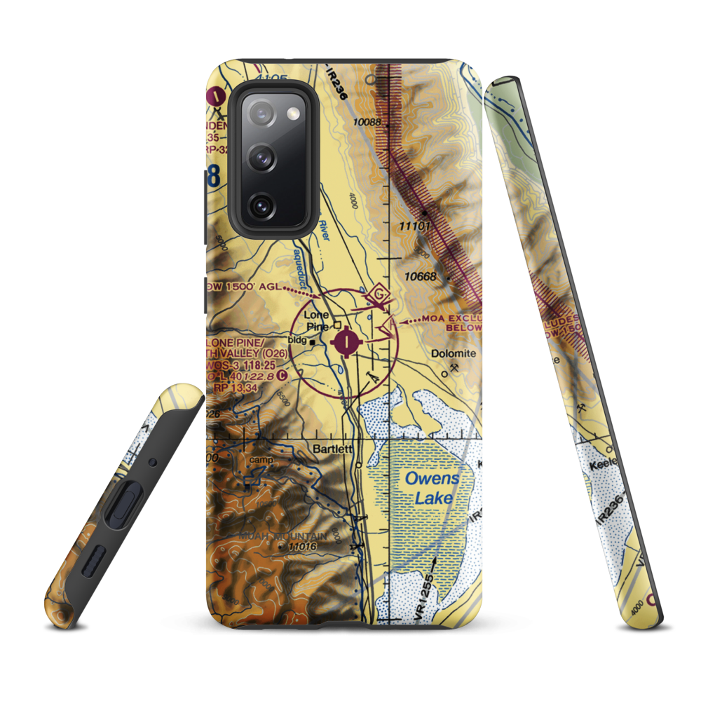 Lone Pine/Death Valley Airport (O26) VFR Sectional Samsung Phone Case Samsung Galaxy S20 FE model shown