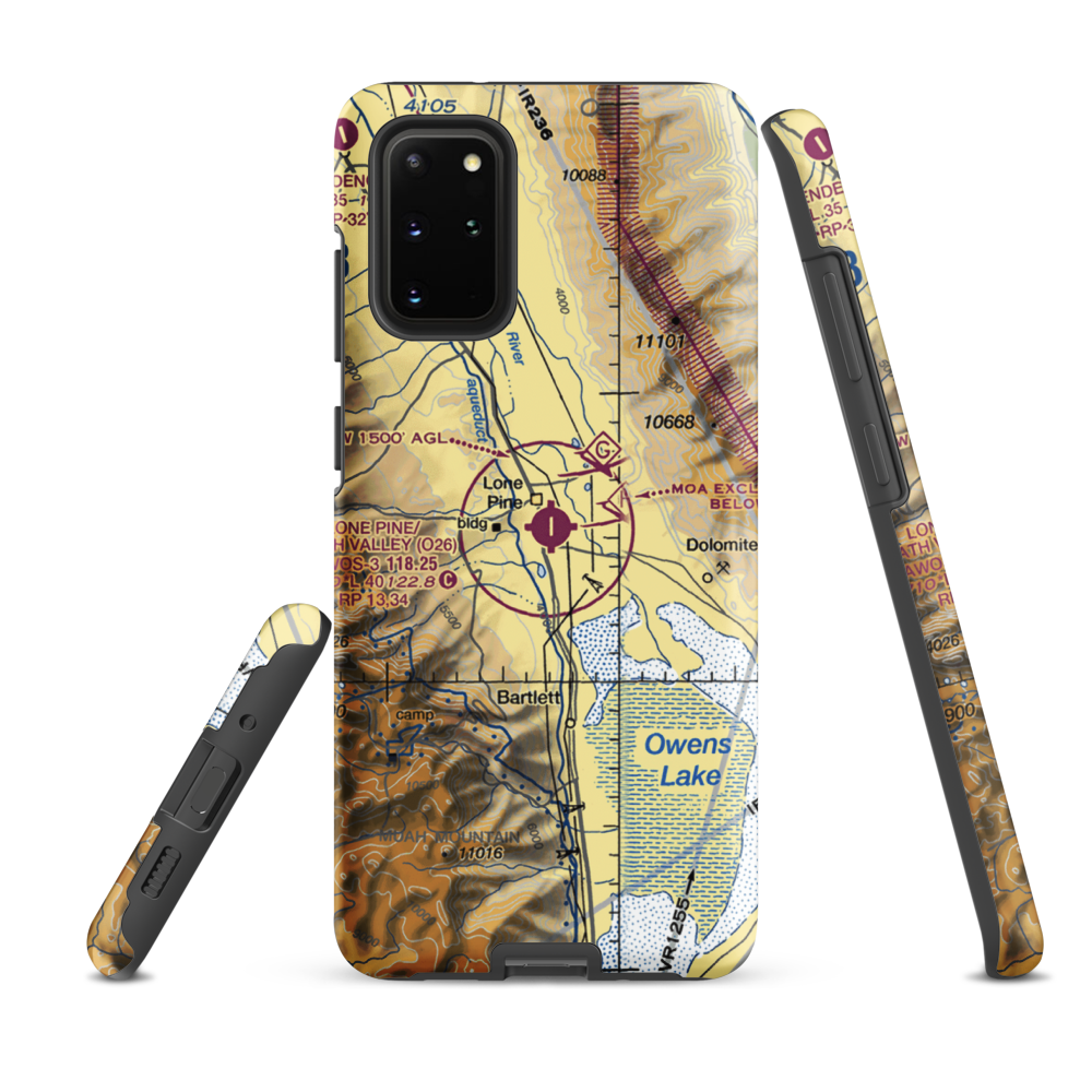 Lone Pine/Death Valley Airport (O26) VFR Sectional Samsung Phone Case Samsung Galaxy S20 Plus model shown