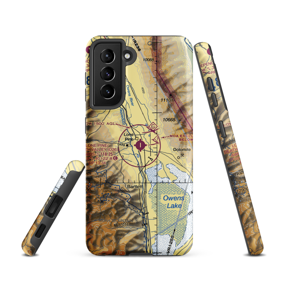 Lone Pine/Death Valley Airport (O26) VFR Sectional Samsung Phone Case Samsung Galaxy S21 model shown
