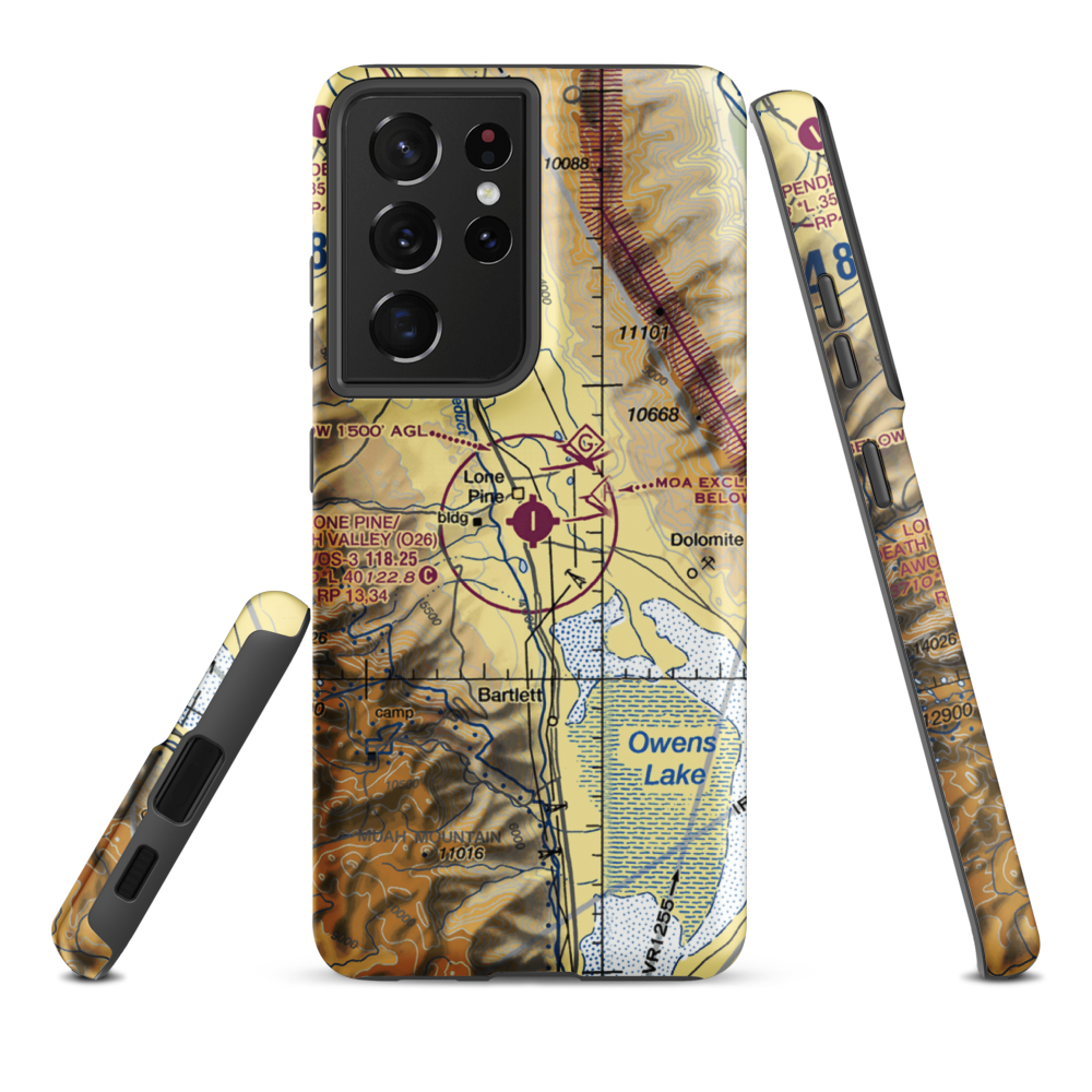 Lone Pine/Death Valley Airport (O26) VFR Sectional Samsung Phone Case Samsung Galaxy S21 Ultra model shown