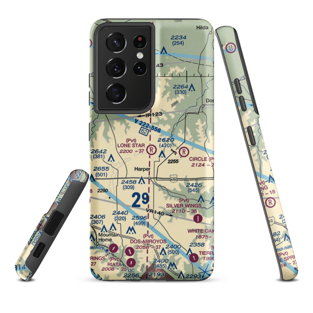 Lone Star Flying Service Airport (XA41) VFR Sectional Samsung Phone Case Samsung Galaxy S21 Ultra model shown