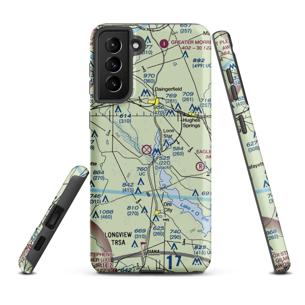 Lone Star Steel Company Airport (4TE0) VFR Sectional Samsung Phone Case Samsung Galaxy S21 FE model shown