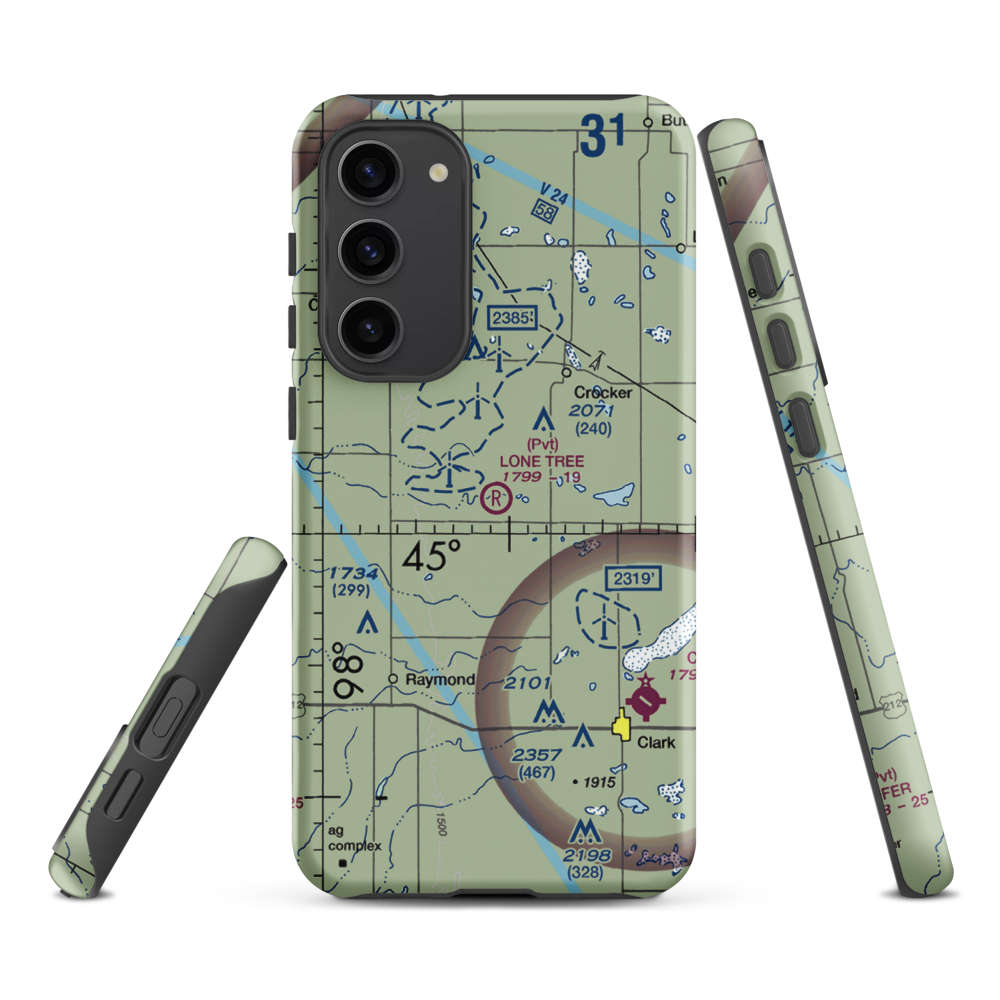 Lone Tree Airport (SD59) VFR Sectional Samsung Phone Case Samsung Galaxy S23 Plus model shown