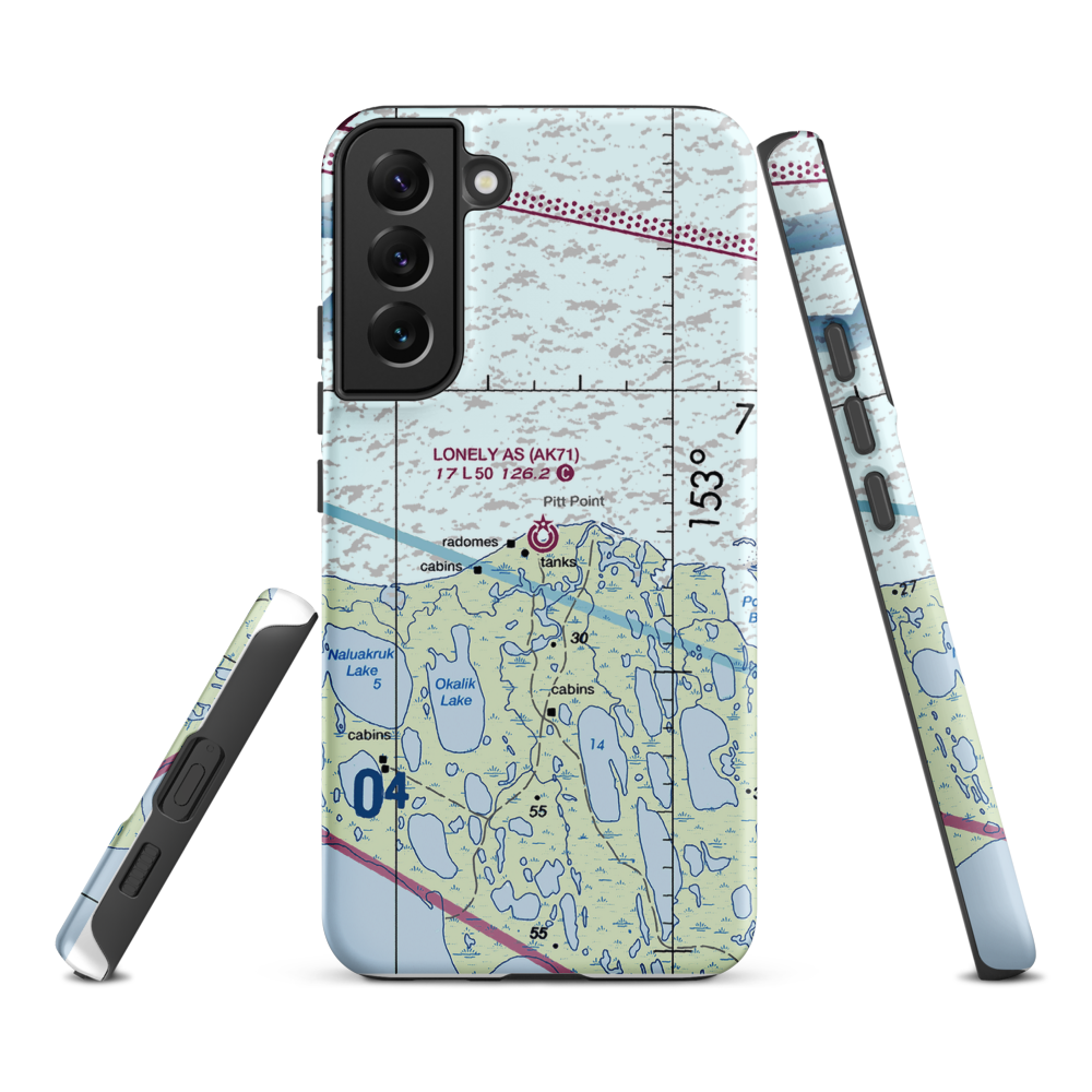Lonely Air Station (AK71) VFR Sectional Samsung Phone Case Samsung Galaxy S22 Plus model shown
