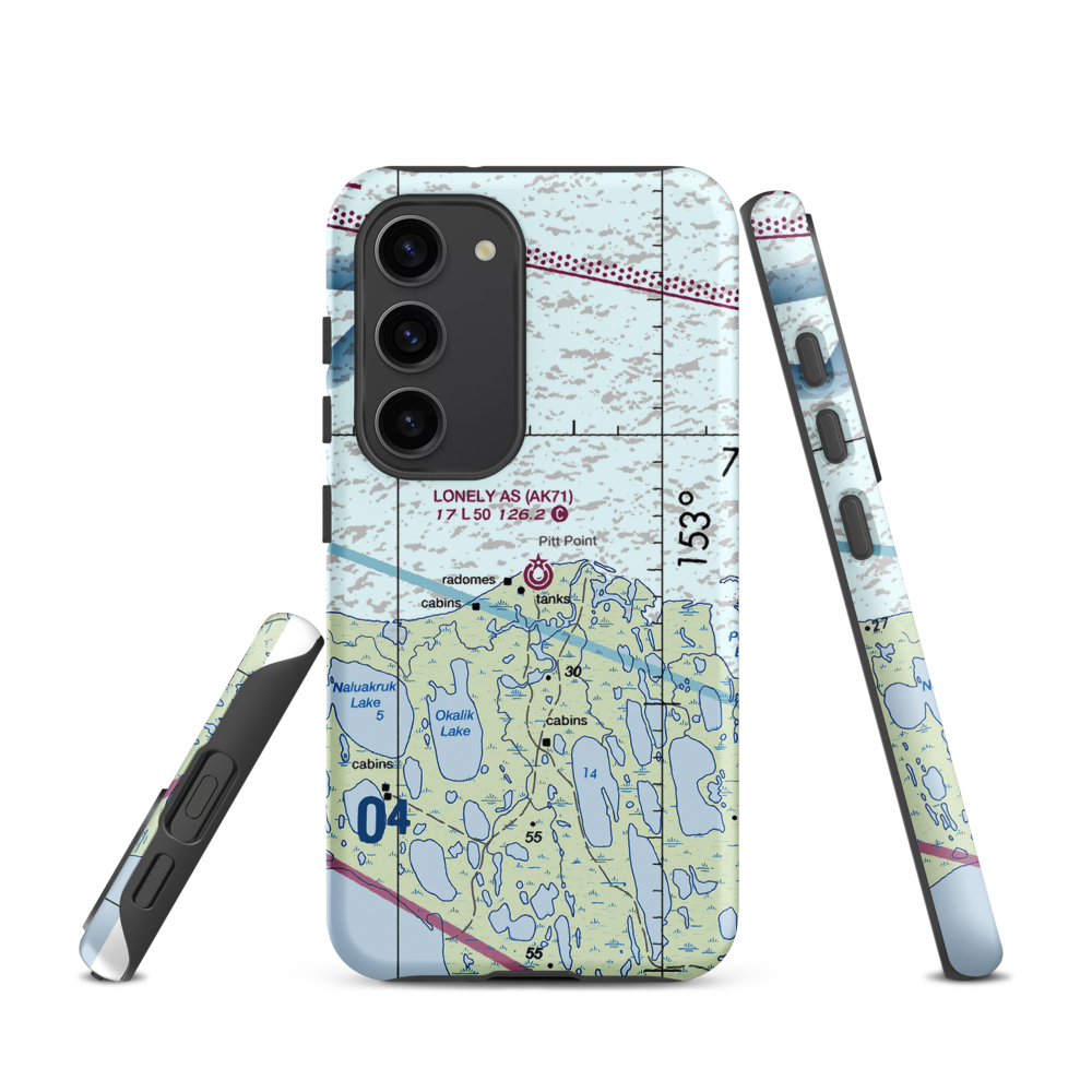 Lonely Air Station (AK71) VFR Sectional Samsung Phone Case Samsung Galaxy S23 model shown