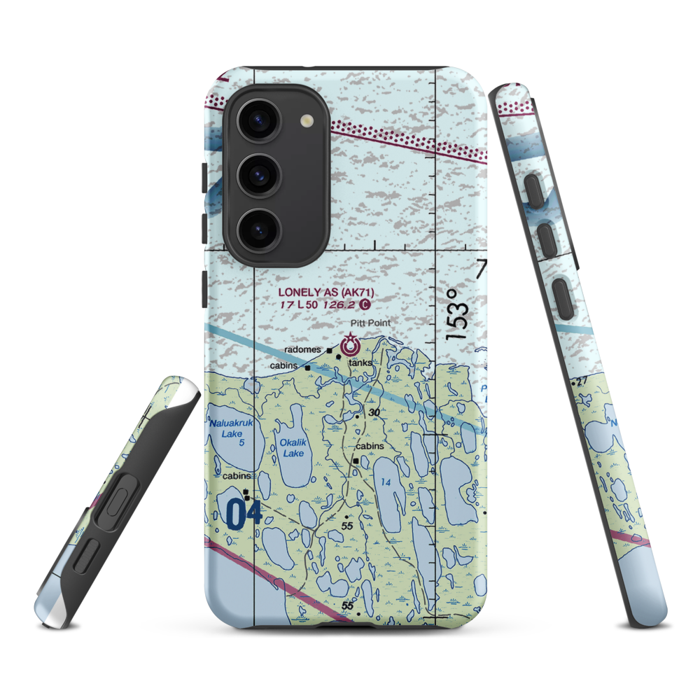 Lonely Air Station (AK71) VFR Sectional Samsung Phone Case Samsung Galaxy S23 Plus model shown