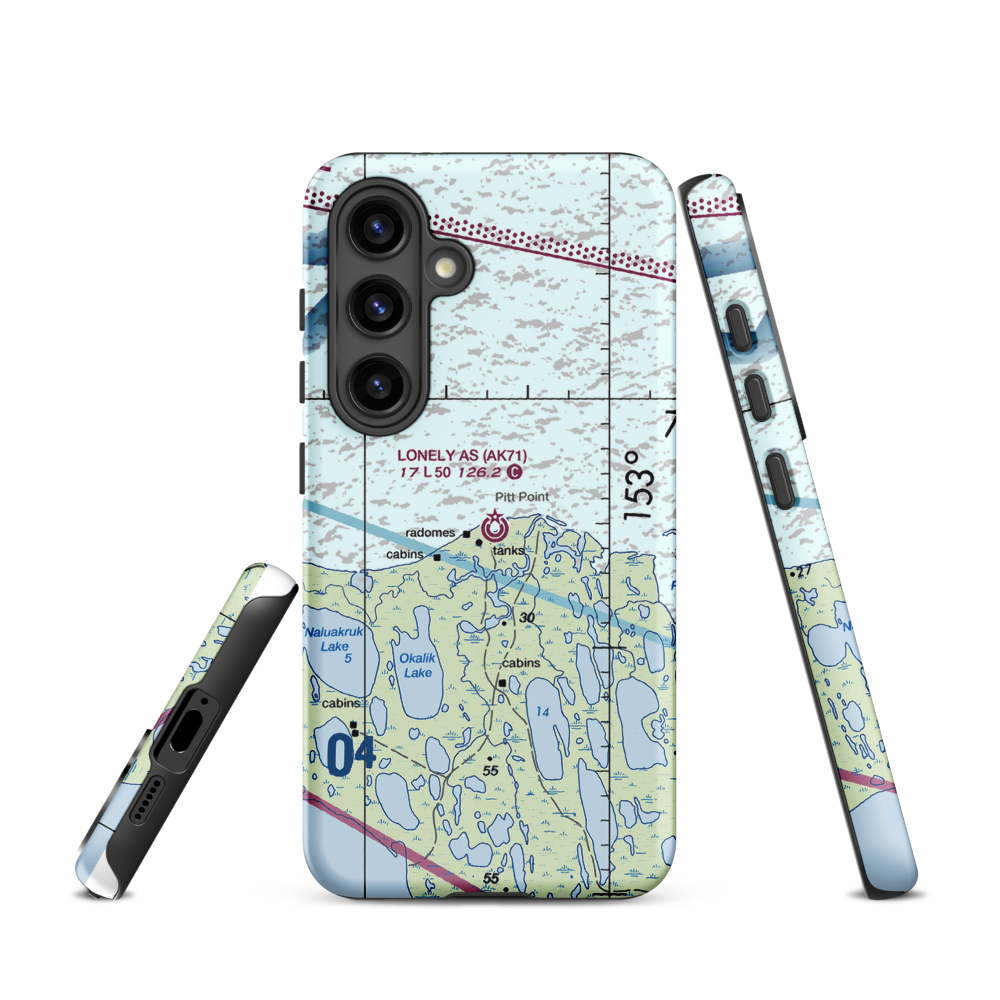 Lonely Air Station (AK71) VFR Sectional Samsung Phone Case Samsung Galaxy S24 model shown