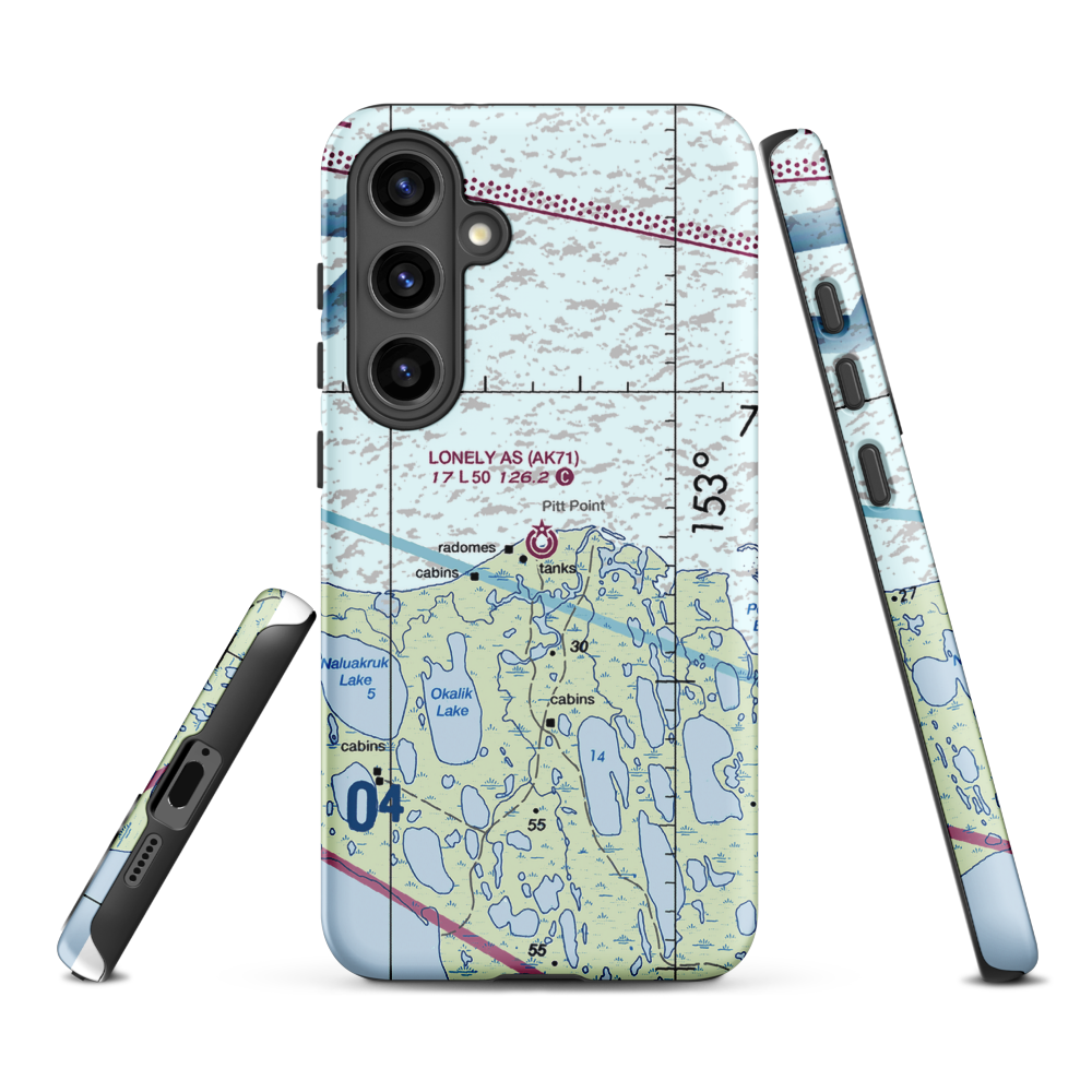 Lonely Air Station (AK71) VFR Sectional Samsung Phone Case Samsung Galaxy S24 Plus model shown