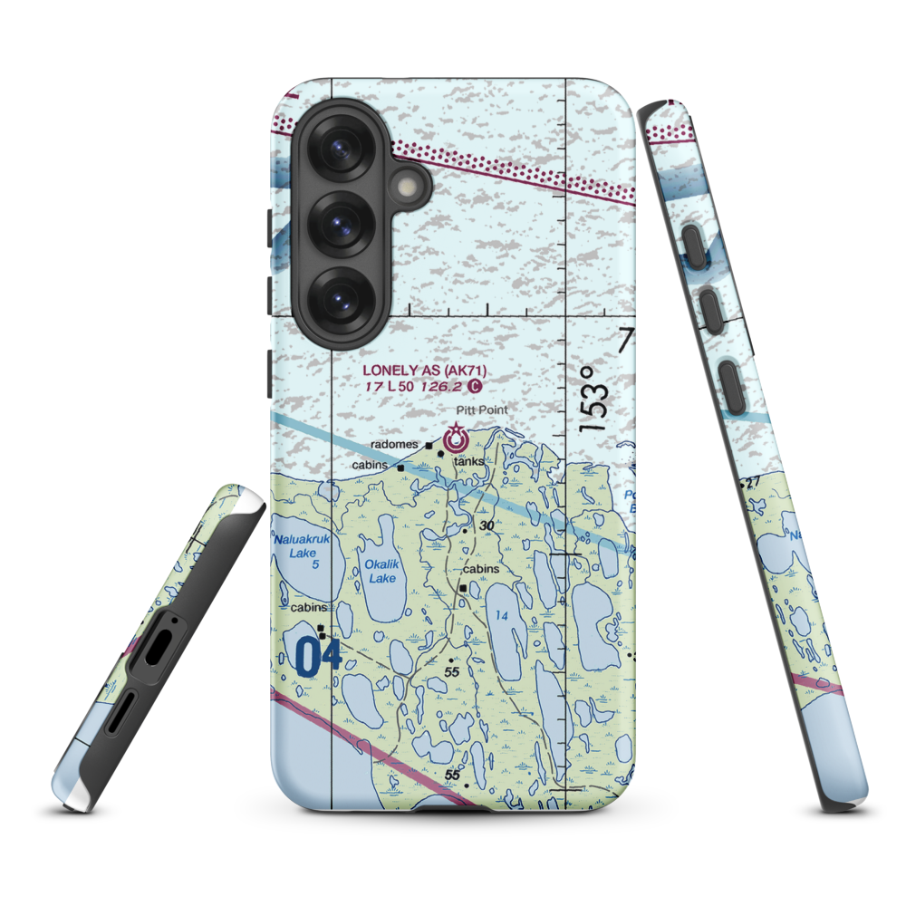 Lonely Air Station (AK71) VFR Sectional Samsung Phone Case Samsung Galaxy S25 Plus model shown