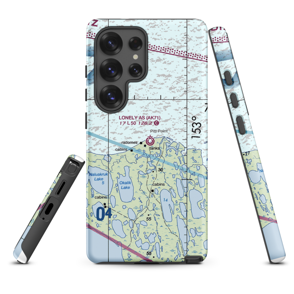 Lonely Air Station (AK71) VFR Sectional Samsung Phone Case Samsung Galaxy S25 Ultra model shown
