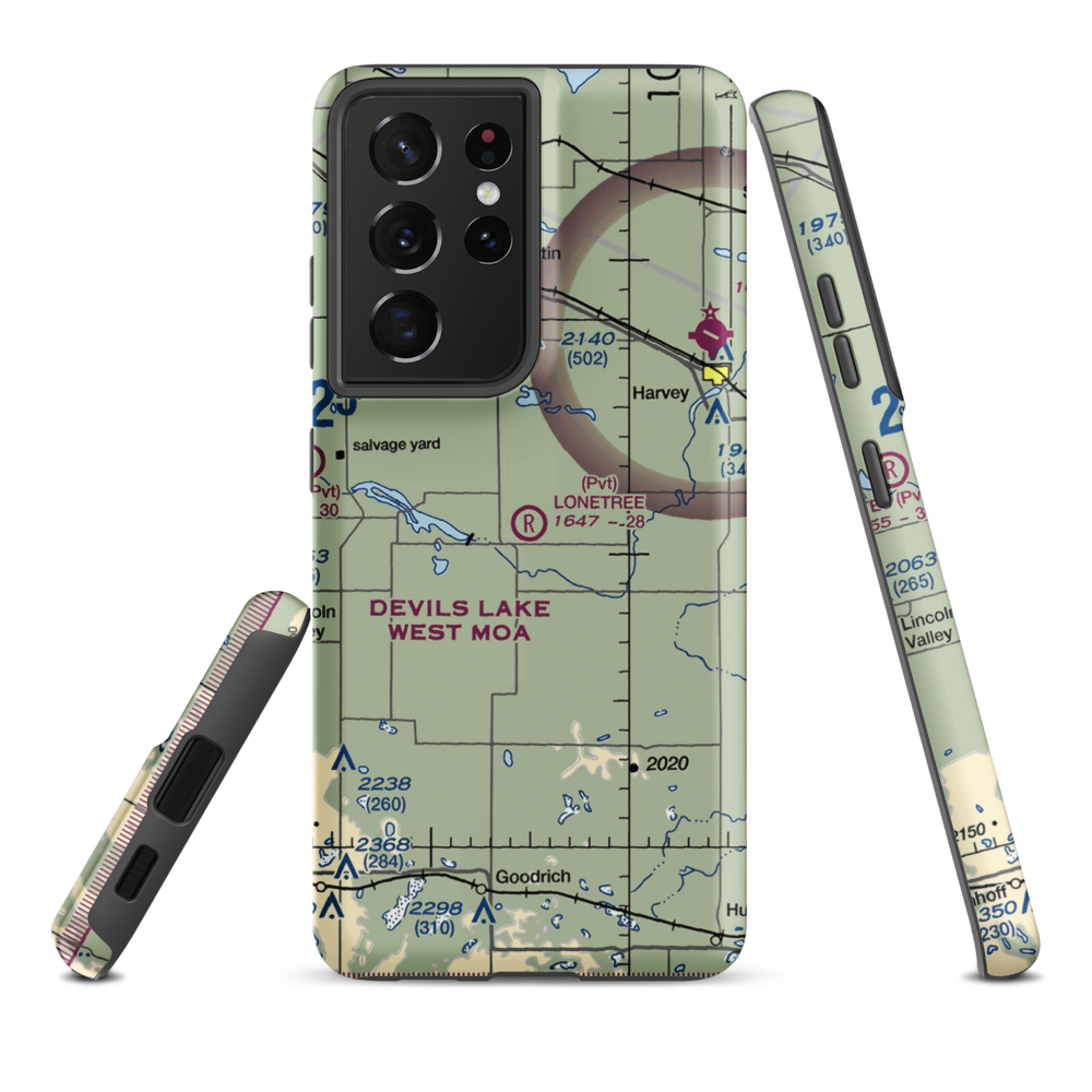 Lonetree Airstrip (ND72) VFR Sectional Samsung Phone Case Samsung Galaxy S21 Plus model shown