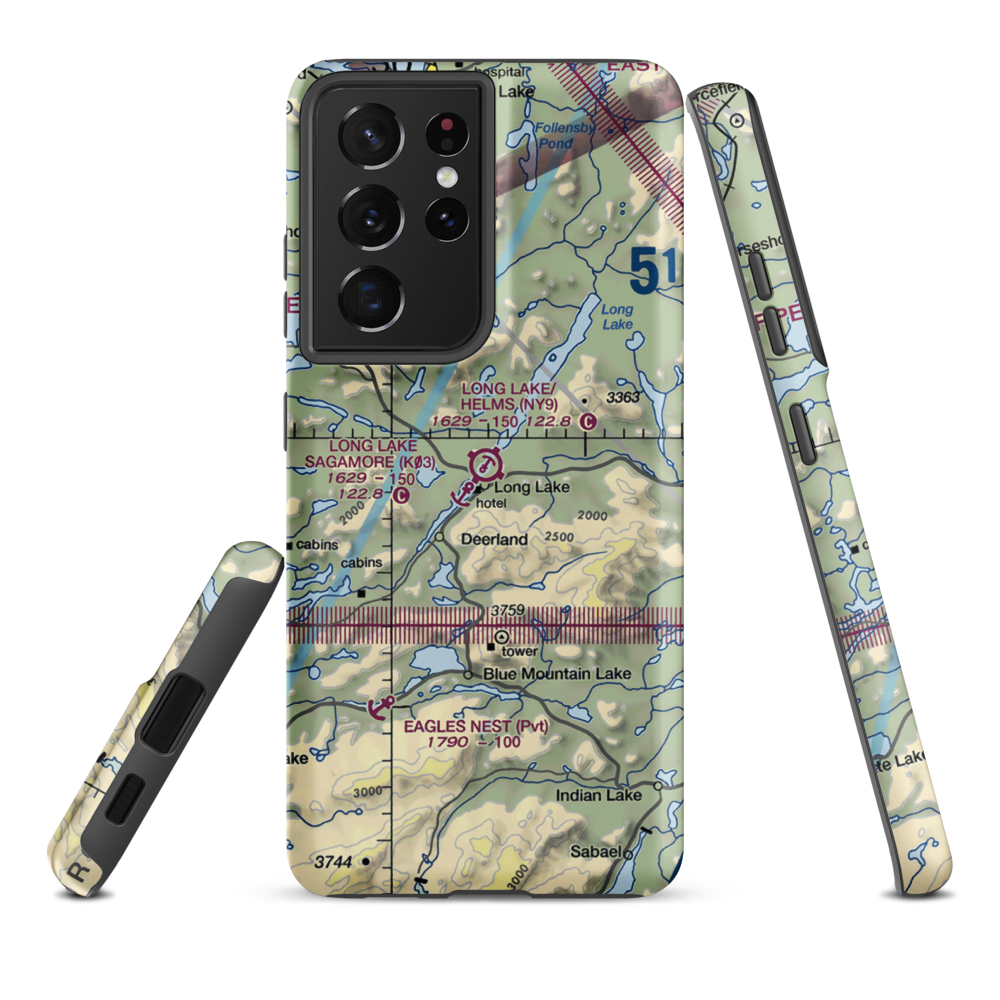 Long Lake /Helms Seaplane Base (NY9) VFR Sectional Samsung Phone Case Samsung Galaxy S21 Plus model shown