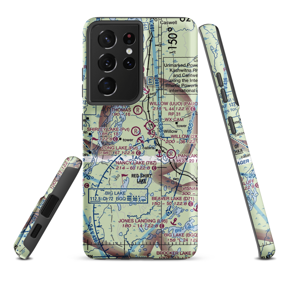 Long Lake Airport (AK69) VFR Sectional Samsung Phone Case Samsung Galaxy S21 Plus model shown
