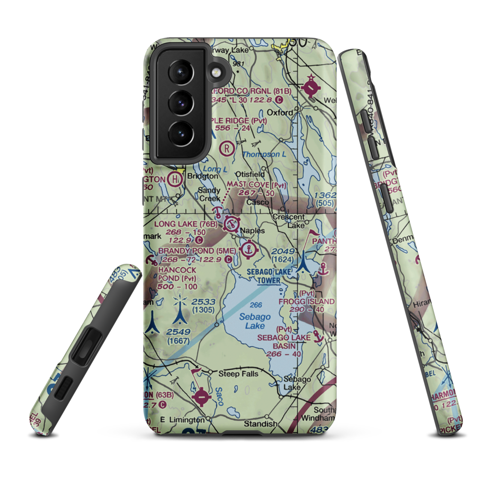 Long Lake Seaplane Base (76B) VFR Sectional Samsung Phone Case Samsung Galaxy S21 Plus model shown