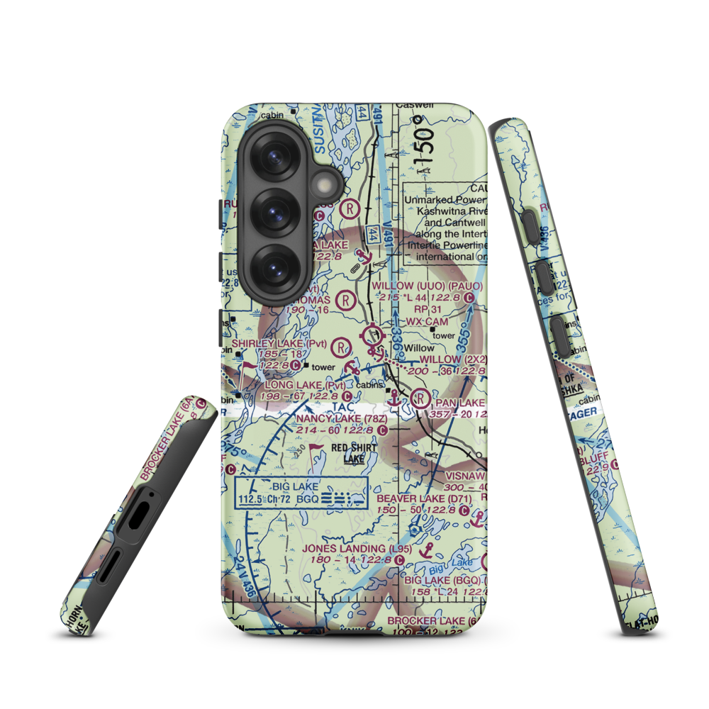 Long Lake Seaplane Base (AK57) VFR Sectional Samsung Phone Case Samsung Galaxy S25 model shown