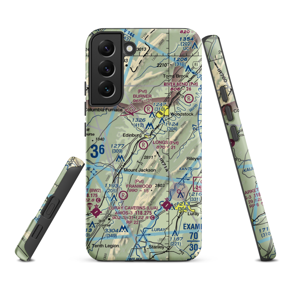 Longs Airport (VA32) VFR Sectional Samsung Phone Case Samsung Galaxy S22 Plus model shown