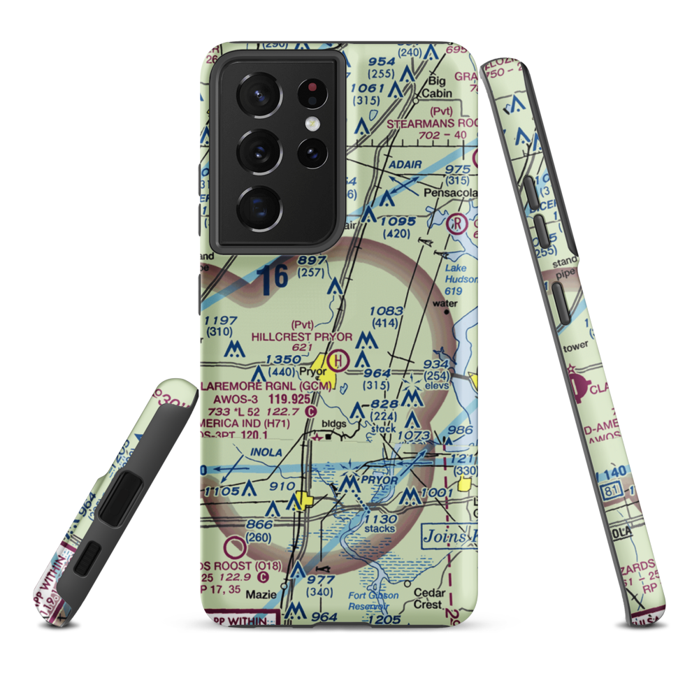 Longs Airport North Airport (OK21) VFR Sectional Samsung Phone Case Samsung Galaxy S21 Ultra model shown