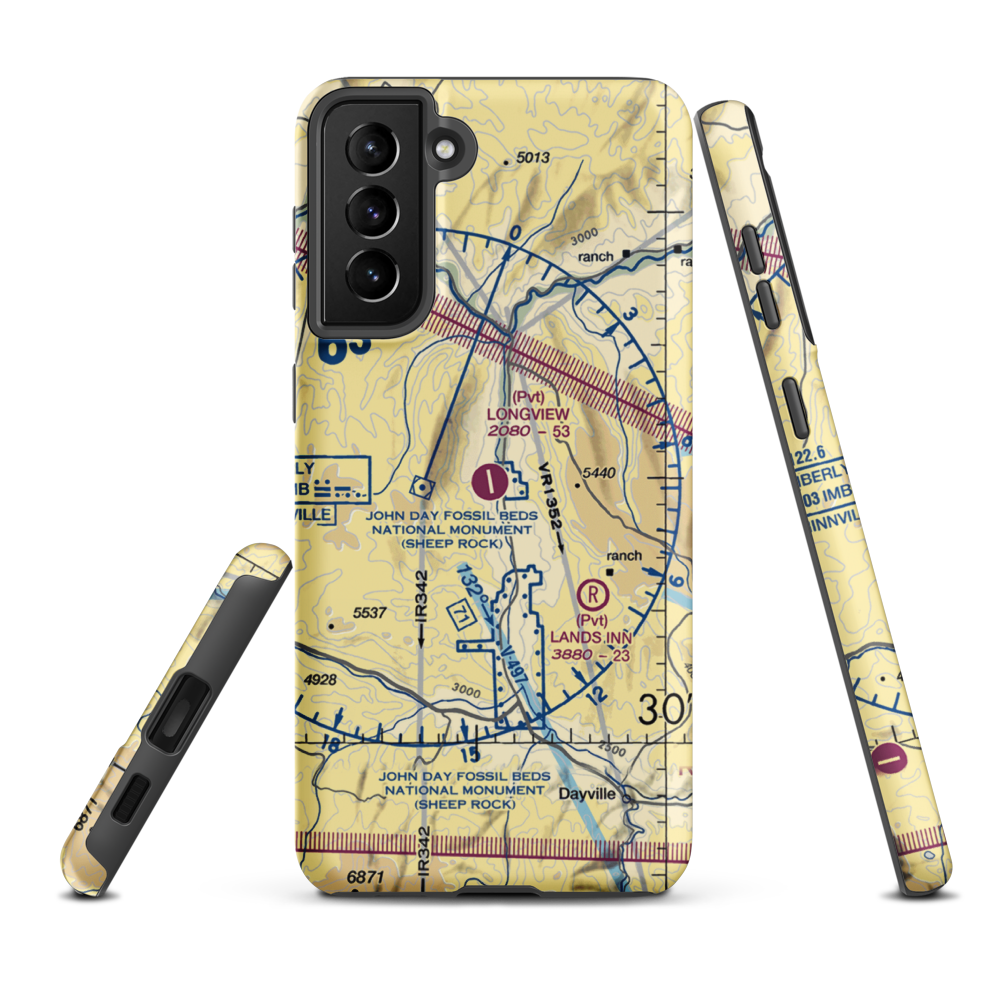 Longview Ranch Airport (OG39) VFR Sectional Samsung Phone Case Samsung Galaxy S21 FE model shown