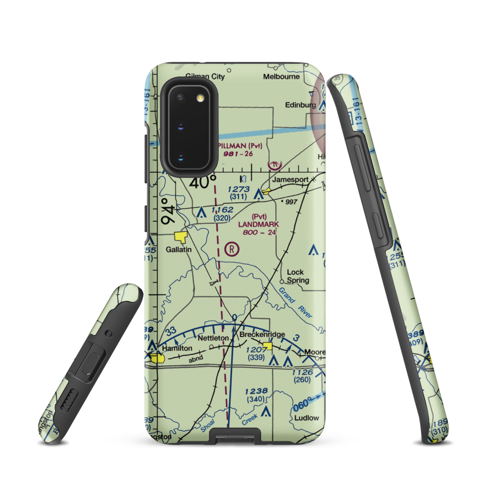 Longwood Mfg Corp Airport (1MO4) VFR Sectional Samsung Phone Case Samsung Galaxy S20 model shown