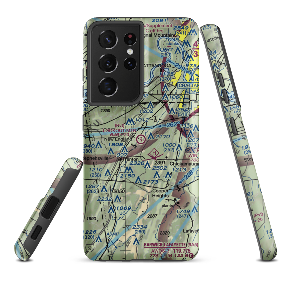 Lookout Mountain Airport (0GE3) VFR Sectional Samsung Phone Case Samsung Galaxy S21 Ultra model shown