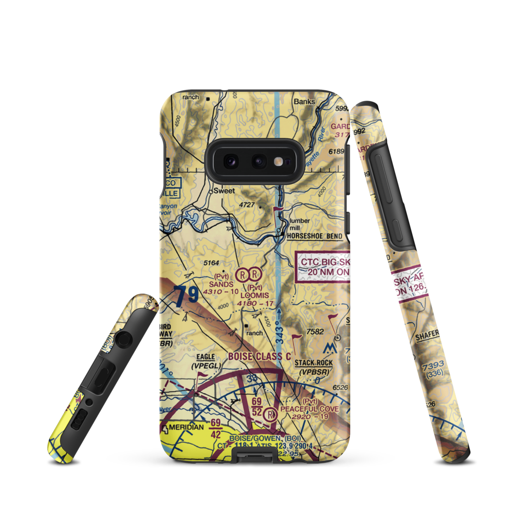 Loomis Airport (ID95) VFR Sectional Samsung Phone Case Samsung Galaxy S10e model shown
