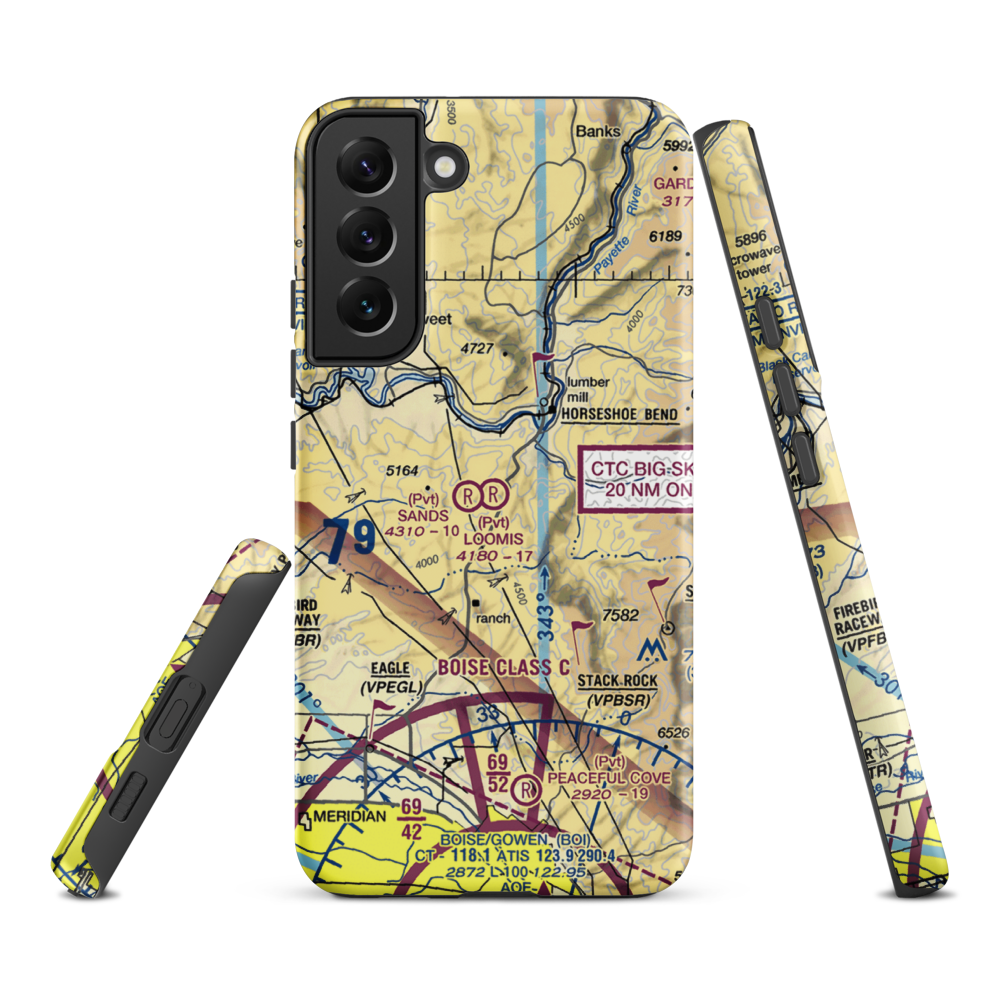 Loomis Airport (ID95) VFR Sectional Samsung Phone Case Samsung Galaxy S22 Plus model shown