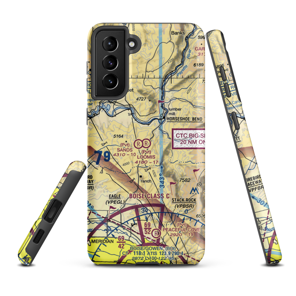 Loomis Airport (ID95) VFR Sectional Samsung Phone Case Samsung Galaxy S21 Plus model shown