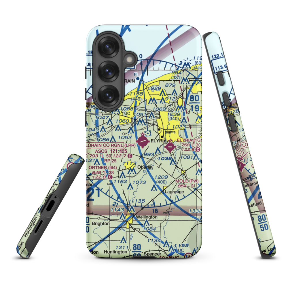 Lorain County Regional Airport (LPR) VFR Sectional Samsung Phone Case Samsung Galaxy S25 Plus model shown