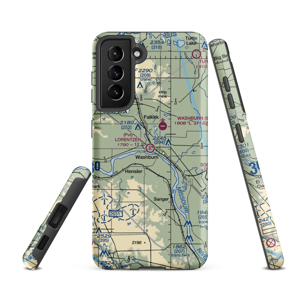 Lorentzen Airport (3NA2) VFR Sectional Samsung Phone Case Samsung Galaxy S21 FE model shown