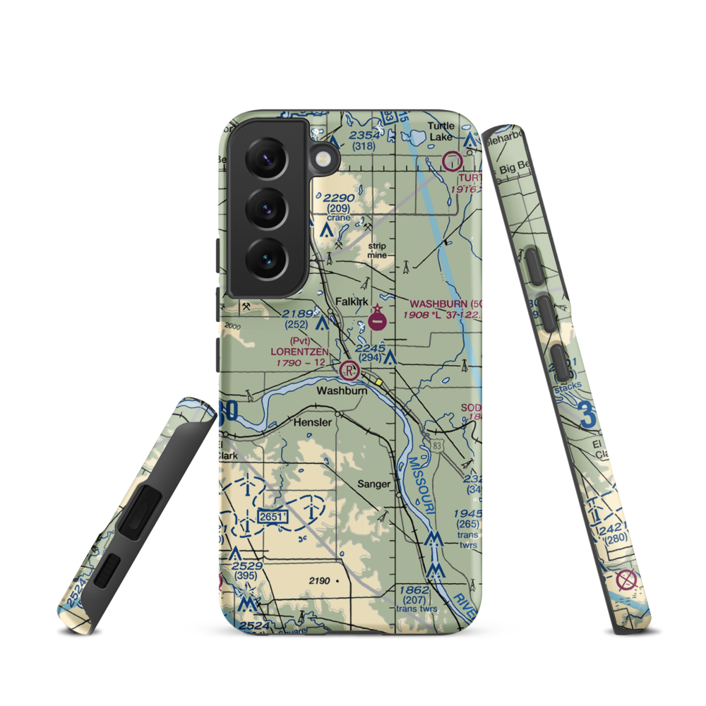 Lorentzen Airport (3NA2) VFR Sectional Samsung Phone Case Samsung Galaxy S22 model shown