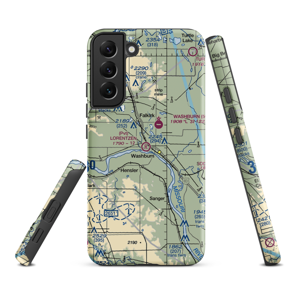Lorentzen Airport (3NA2) VFR Sectional Samsung Phone Case Samsung Galaxy S22 Plus model shown