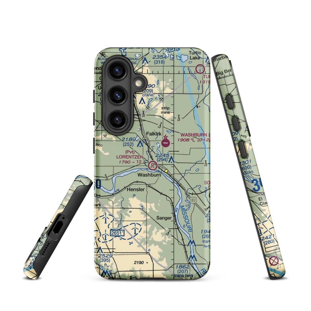 Lorentzen Airport (3NA2) VFR Sectional Samsung Phone Case Samsung Galaxy S24 model shown