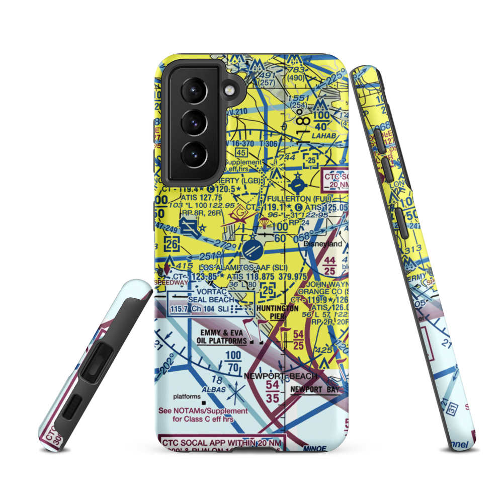 Los Alamitos Army Air Field (SLI) VFR Sectional Samsung Phone Case Samsung Galaxy S21 FE model shown