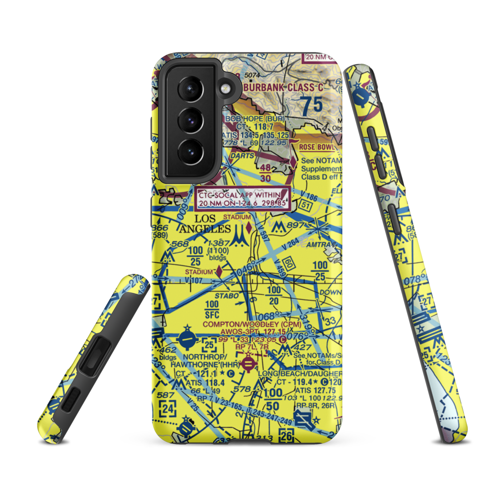 Los Angeles City Hall East Heliport (59L) VFR Sectional Samsung Phone Case Samsung Galaxy S21 FE model shown