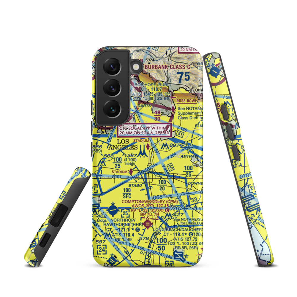 Los Angeles City Hall East Heliport (59L) VFR Sectional Samsung Phone Case Samsung Galaxy S22 model shown