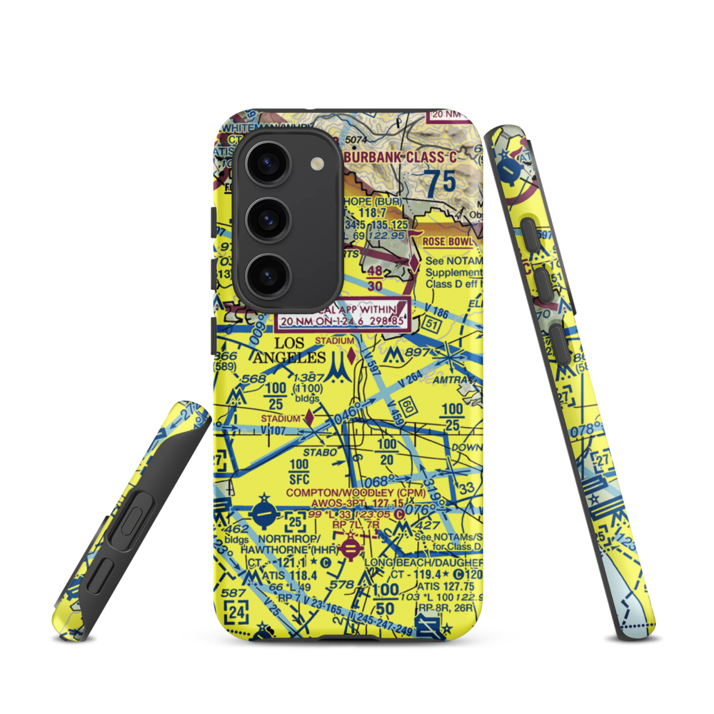 Los Angeles City Hall East Heliport (59L) VFR Sectional Samsung Phone Case Samsung Galaxy S23 model shown