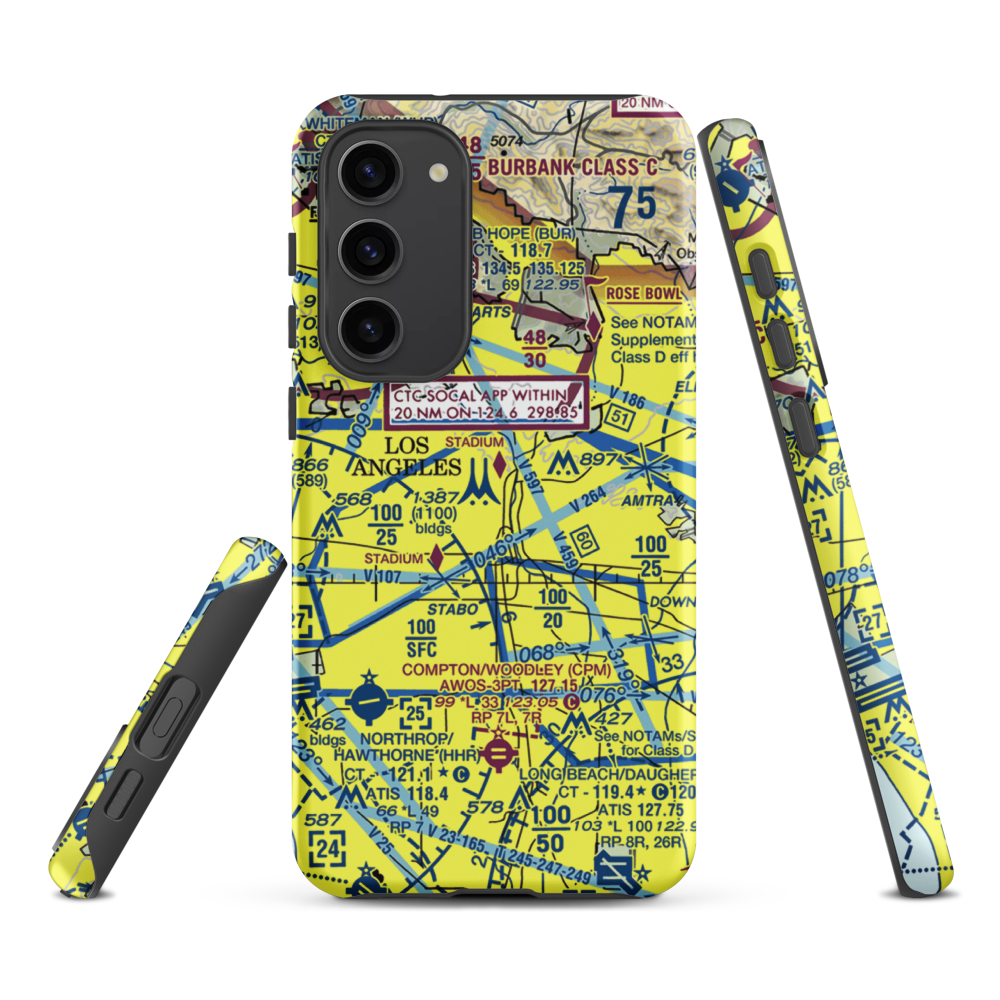 Los Angeles City Hall East Heliport (59L) VFR Sectional Samsung Phone Case Samsung Galaxy S23 Plus model shown
