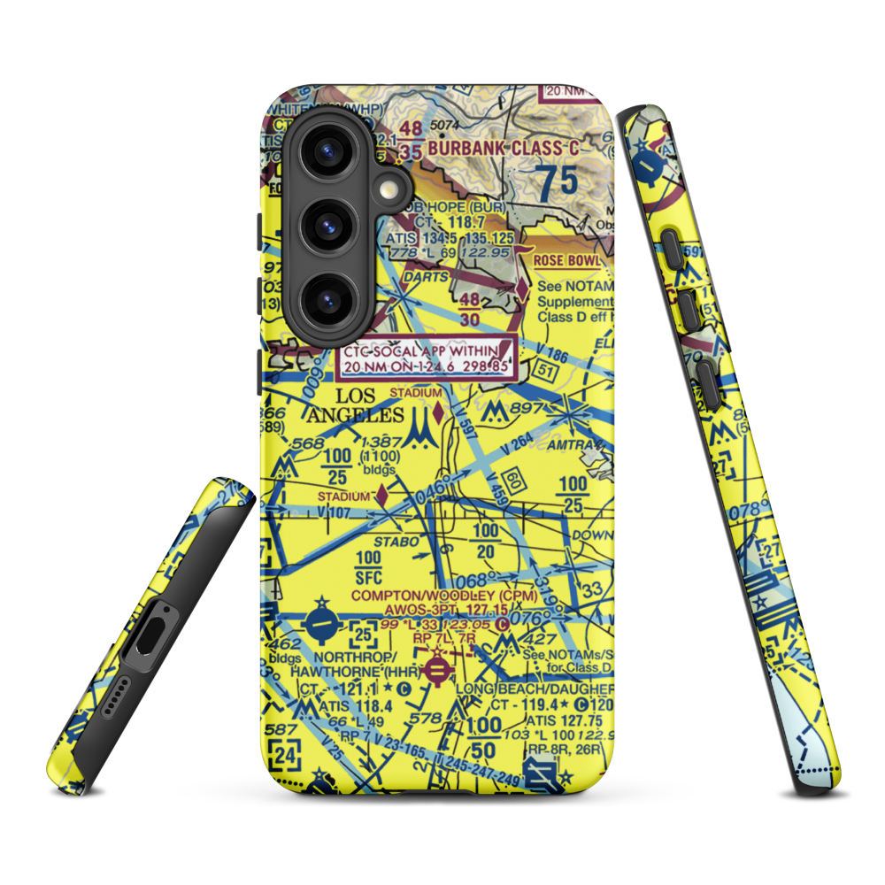 Los Angeles City Hall East Heliport (59L) VFR Sectional Samsung Phone Case Samsung Galaxy S24 Plus model shown