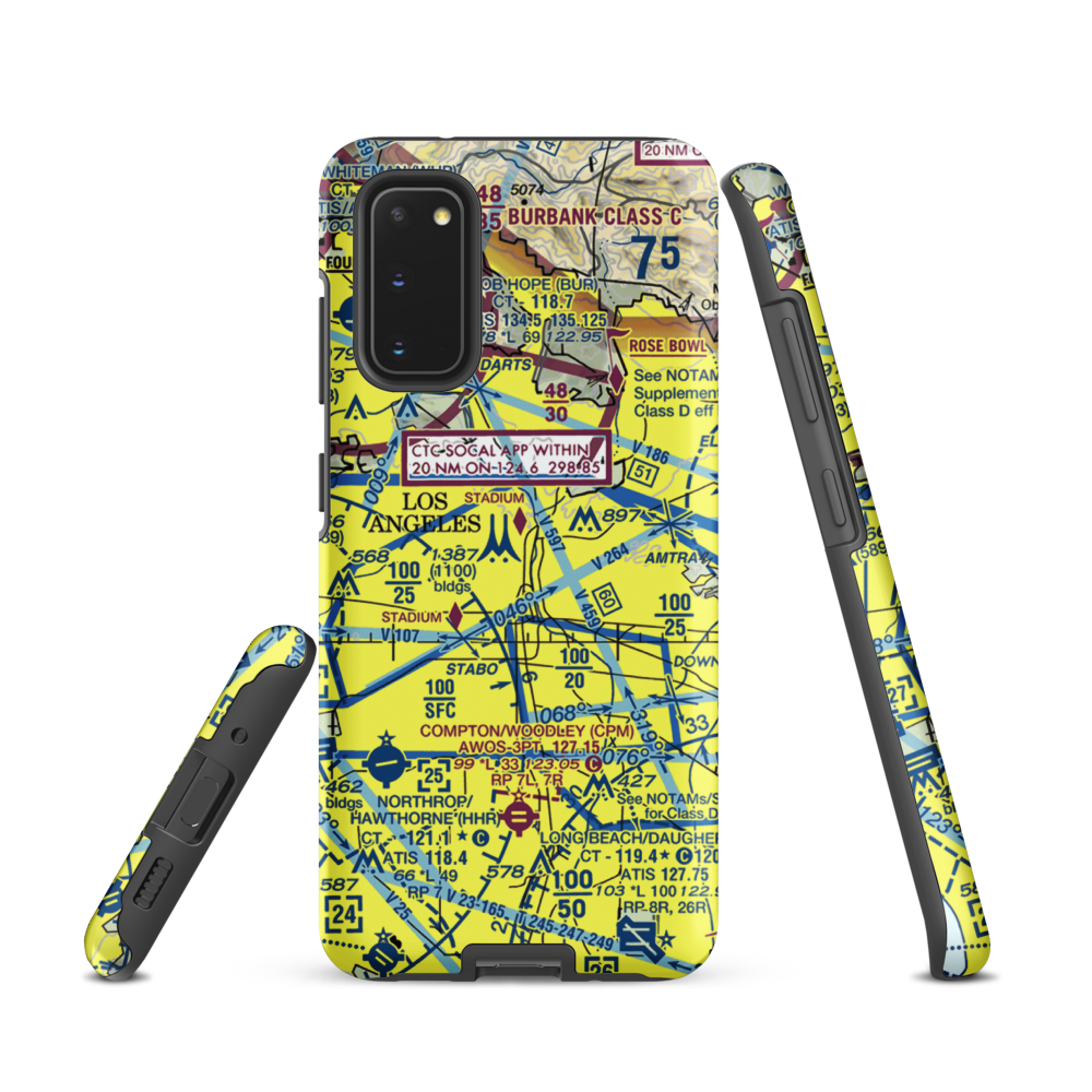 Los Angeles City Hall East Heliport (59L) VFR Sectional Samsung Phone Case Samsung Galaxy S20 model shown