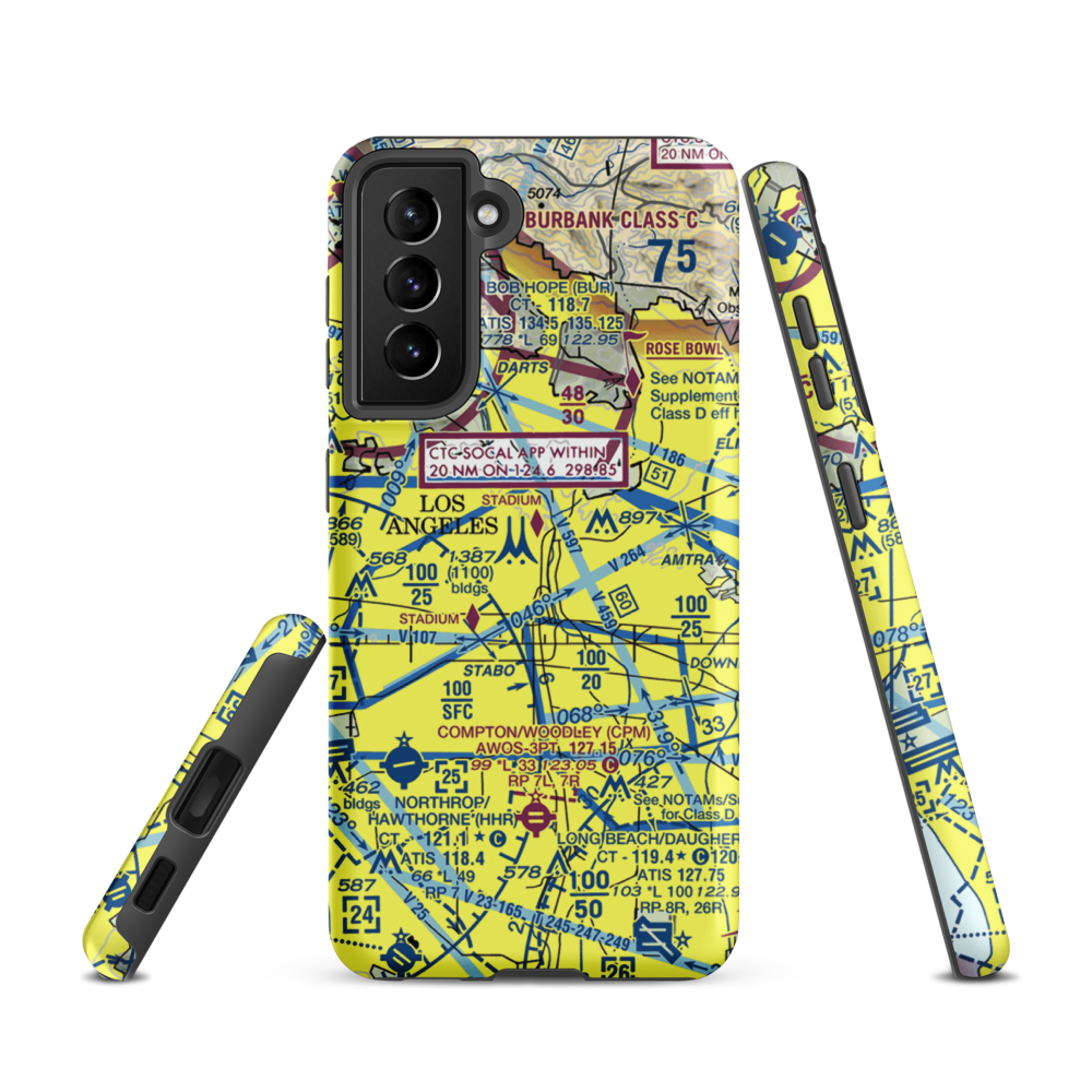 Los Angeles City Hall East Heliport (59L) VFR Sectional Samsung Phone Case Samsung Galaxy S21 model shown