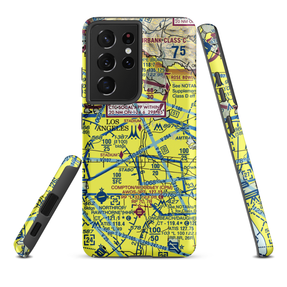 Los Angeles City Hall East Heliport (59L) VFR Sectional Samsung Phone Case Samsung Galaxy S21 Ultra model shown