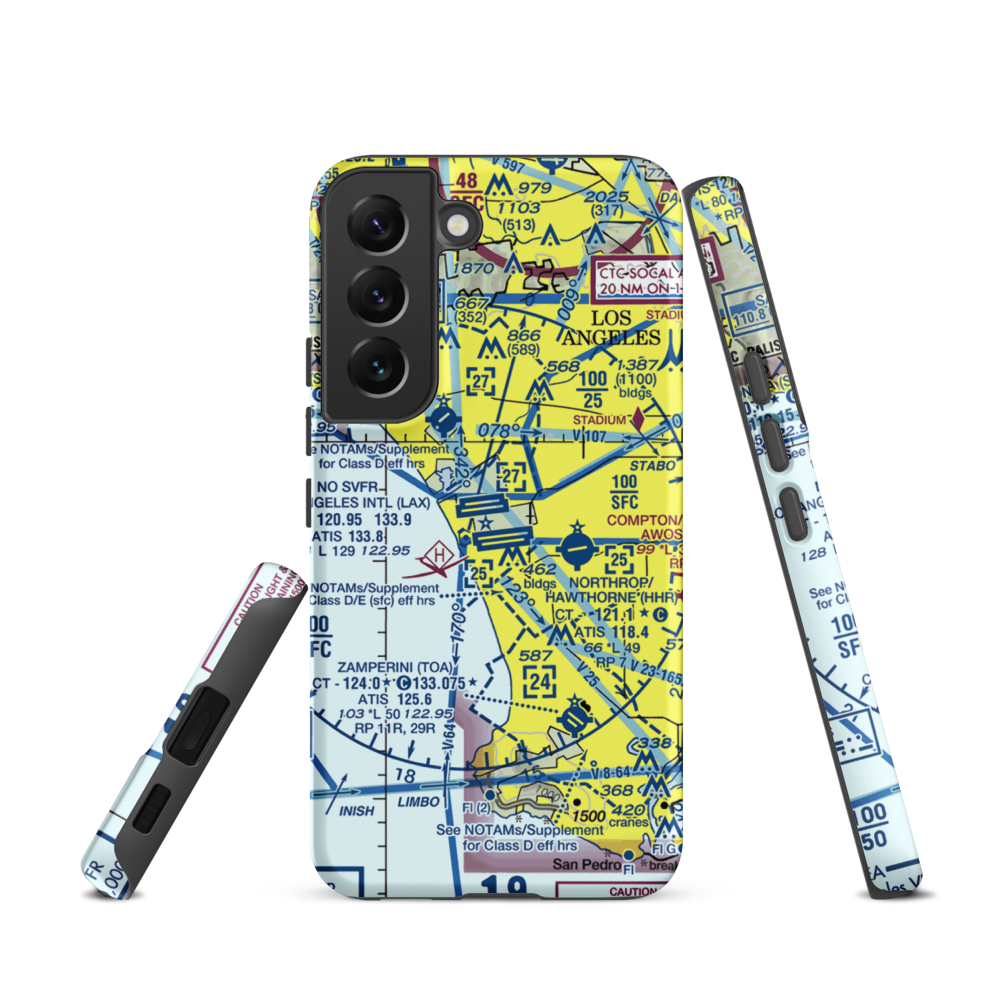 Los Angeles International Airport (LAX) VFR Sectional Samsung Phone Case Samsung Galaxy S22 model shown